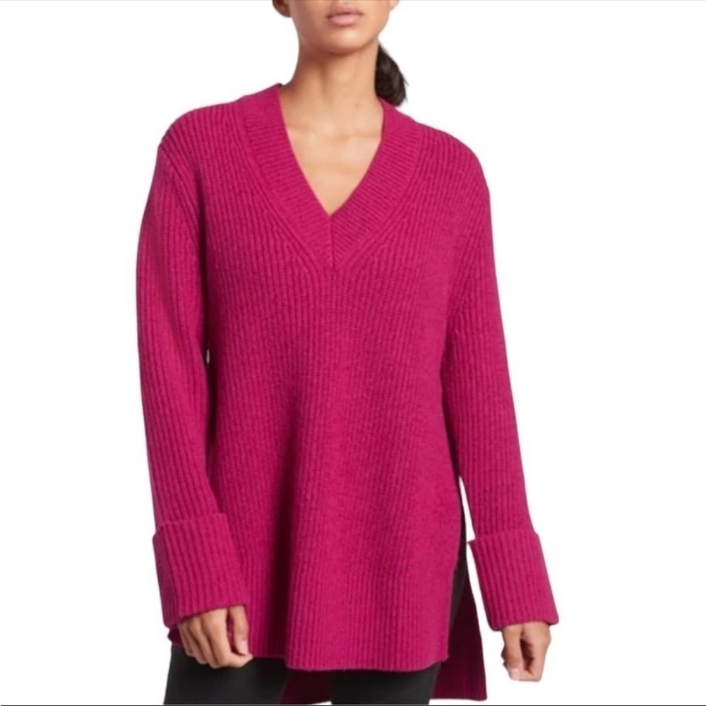 NWOT Athleta Women’s Shasta V-neck Sweater Pink XXS